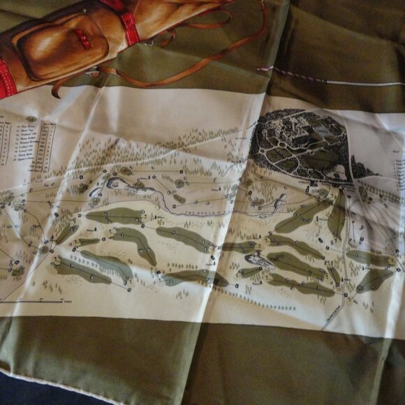 Silk Scarf , Vintage Gleneagles Hotel Golf Course Excellent Condition 30 x 30 - Picture 5 of 12